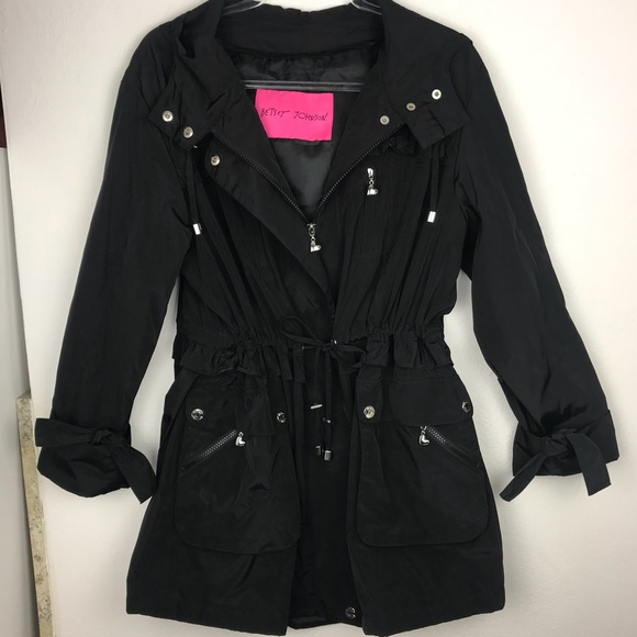 Betsey Johnson Jackets & Blazers - Betsey Johnston Ruffle Raincoat Anorak Hood